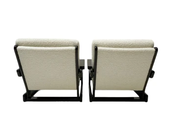 Mid-Century Modern Wenge Lounge Chairs with Bouclé Upholstery, 1970s